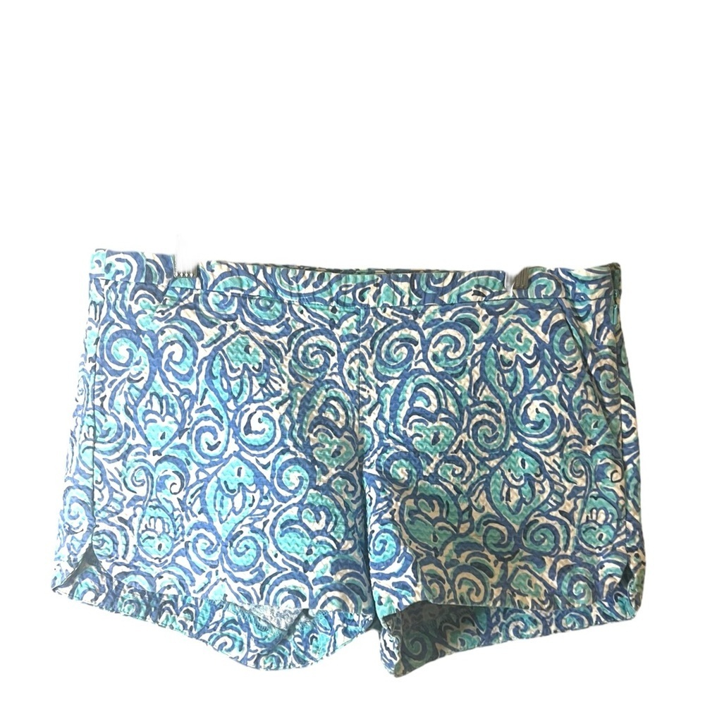 Women Lilly Pulitzer Blue Chasing Tail Fish Addie Shorts Size 2